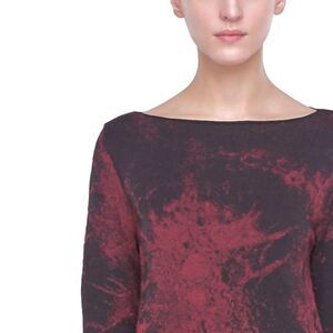𝅺SARAH Pacini Burgundy Space Dye Long Sleeved Jersey Dress Size 2
